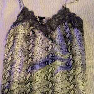 Rue21 Snake Print Camisole with Lace Trim